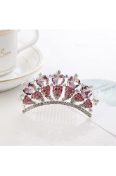 Big Little Girls Crystal Crown with Cz Rhinestone Hair Headband for Girls