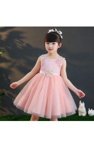 Little Big Girls Summer Embroidered Flower Butterfly Dress Girl Birthday Party Princess Dress for Wedding