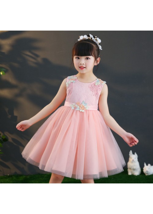 Little Big Girls Summer Embroidered Flower Butterfly Dress Girl Birthday Party Princess Dress for Wedding